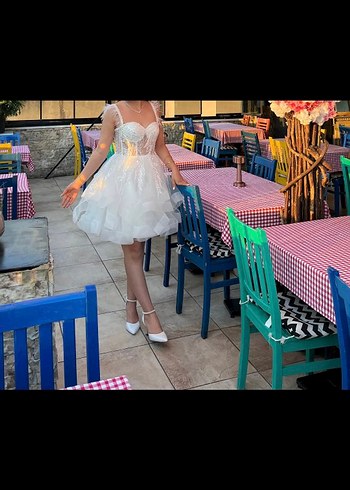 after parti elbisesi mini gelinlik