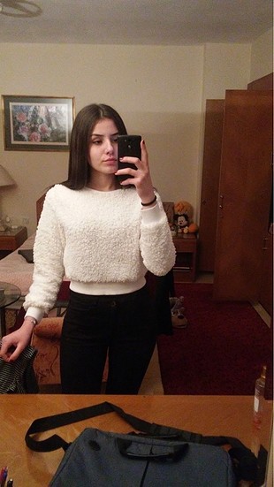 s beden beyaz kazak