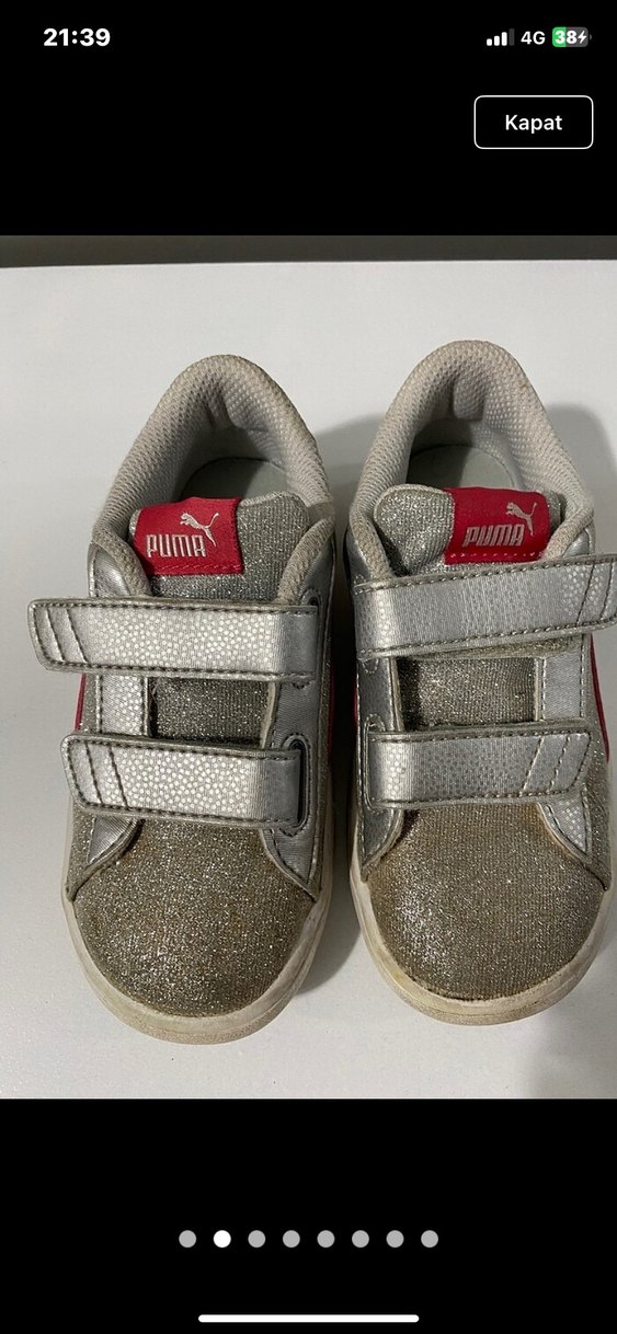 Orijinal Puma gri simli kırmızı kız ayakkabı 27/16,5 - Görsel 2