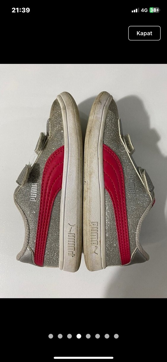 Orijinal Puma gri simli kırmızı kız ayakkabı 27/16,5 - Görsel 4