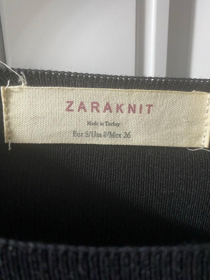 Deri Kollu Siyah Midi Triko Elbise M-L - Görsel 4