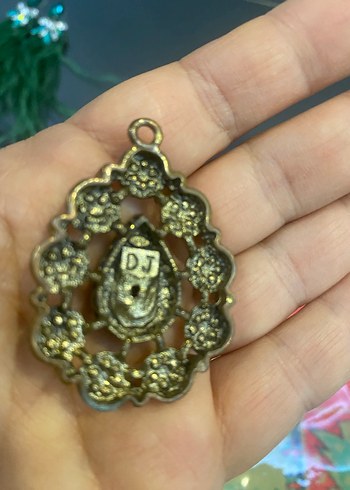 Vintage bordo taşlı kolye ucu - Görsel 11