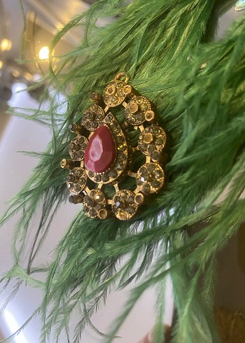 Vintage bordo taşlı kolye ucu - Görsel 3