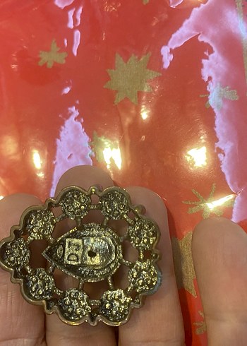 Vintage bordo taşlı kolye ucu - Görsel 10