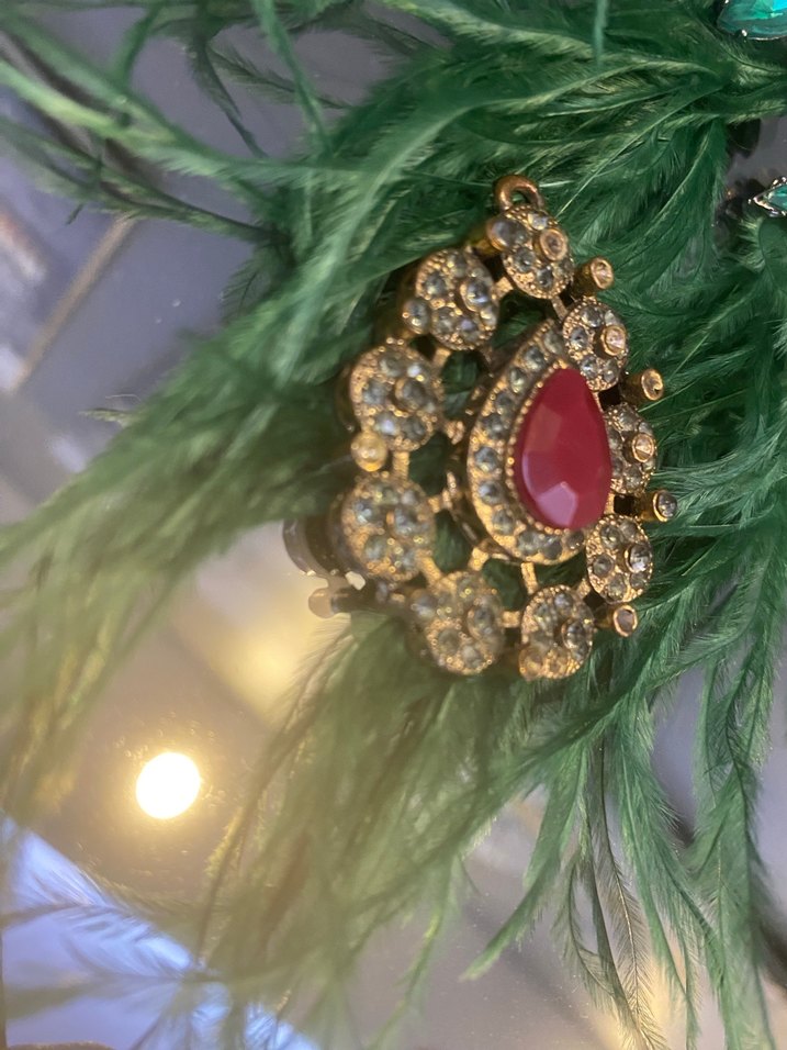 Vintage bordo taşlı kolye ucu - Görsel 2