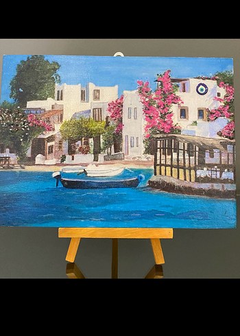 Pastel Mavi Deniz Manzarası Tablosu