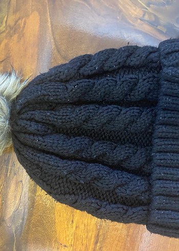 Örgü Siyah Kadın şapka - Görsel 2