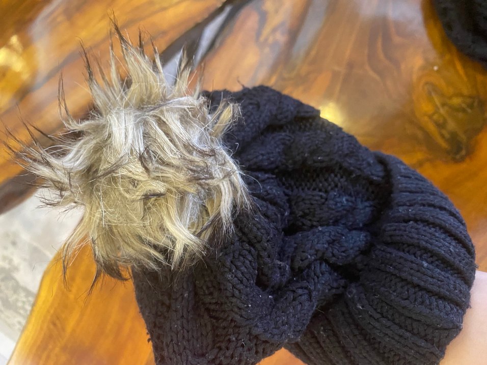 Örgü Siyah Kadın şapka - Görsel 3