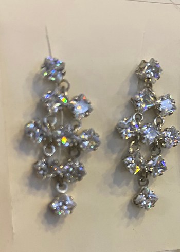 Gümüş renk taşlı Kadın Küpeleri 3 cm - Görsel 9