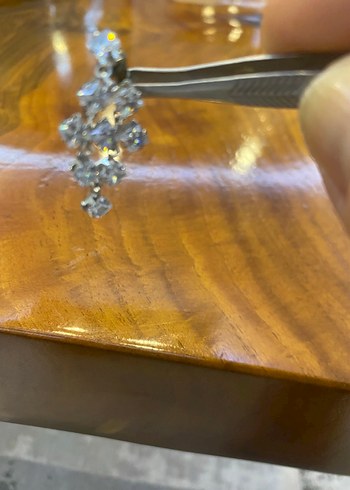 Gümüş renk taşlı Kadın Küpeleri 3 cm - Görsel 8