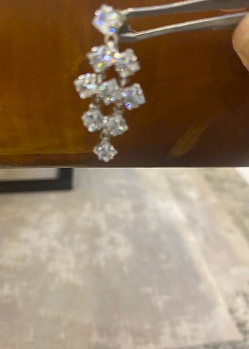 Gümüş renk taşlı Kadın Küpeleri 3 cm - Görsel 7