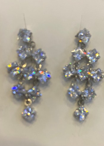 Gümüş renk taşlı Kadın Küpeleri 3 cm - Görsel 3