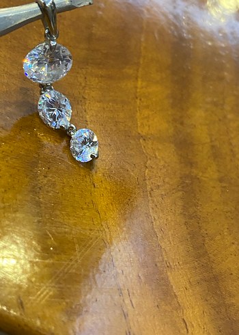 Beyaz Parlak Taşlı 3 lü Kolye Ucu - Görsel 7