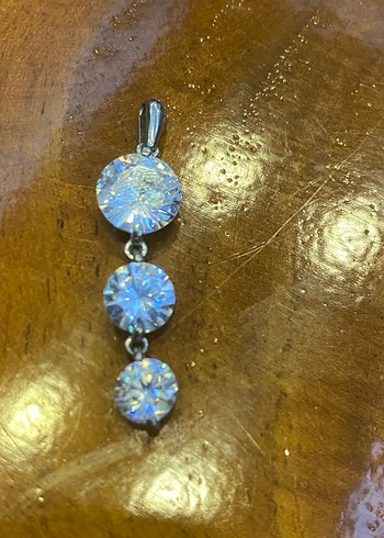 Beyaz Parlak Taşlı 3 lü Kolye Ucu - Görsel 2