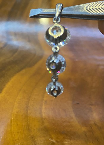 Beyaz Parlak Taşlı 3 lü Kolye Ucu - Görsel 11