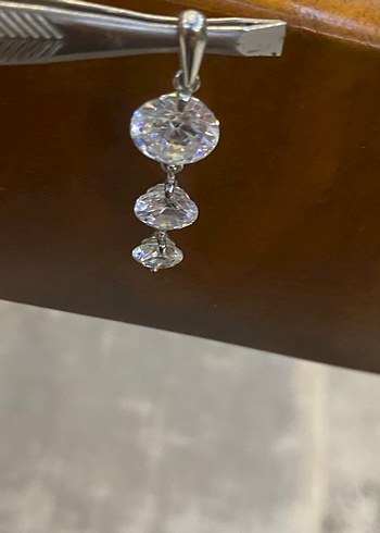 Beyaz Parlak Taşlı 3 lü Kolye Ucu - Görsel 3