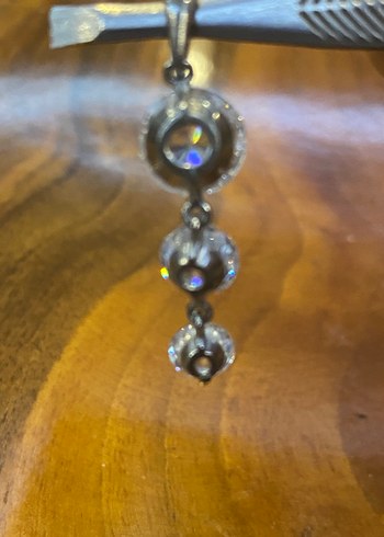 Beyaz Parlak Taşlı 3 lü Kolye Ucu - Görsel 9