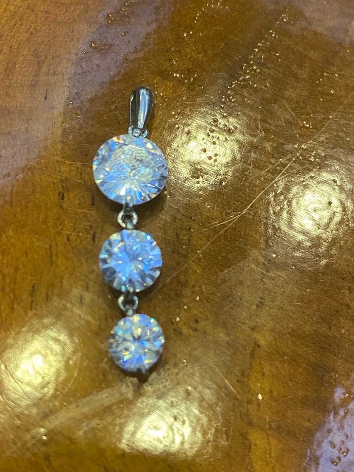 Beyaz Parlak Taşlı 3 lü  Kolye Ucu - Görsel 2