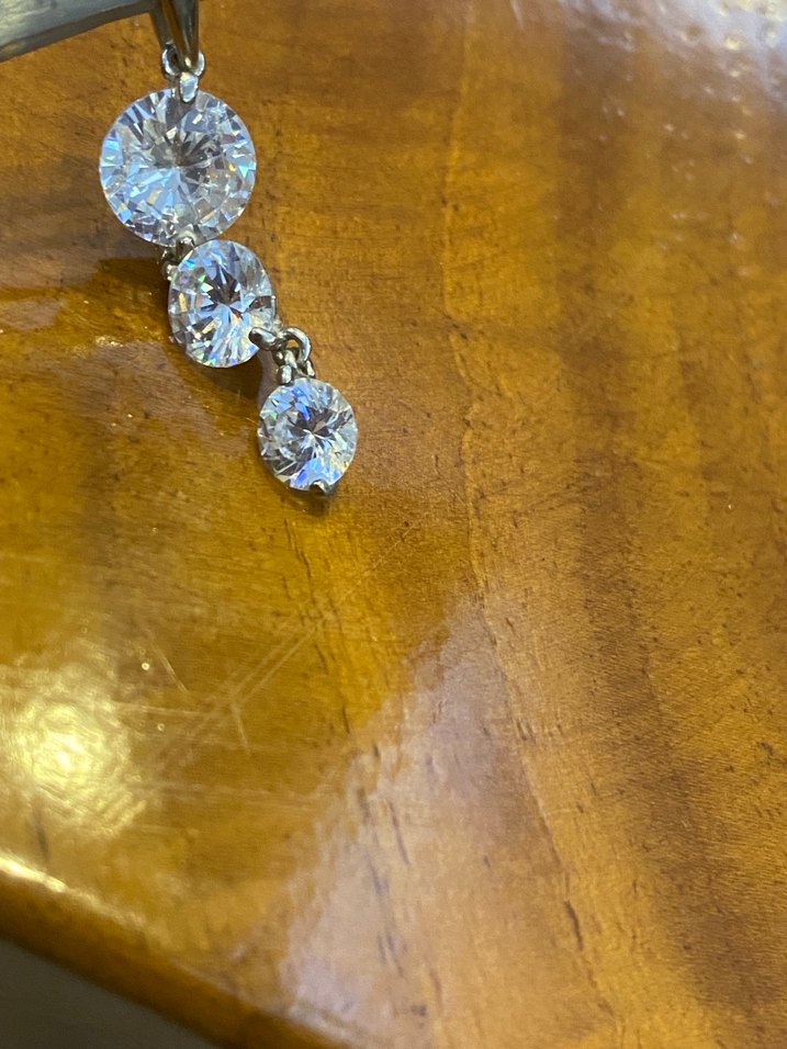 Beyaz Parlak Taşlı 3 lü  Kolye Ucu - Görsel 4