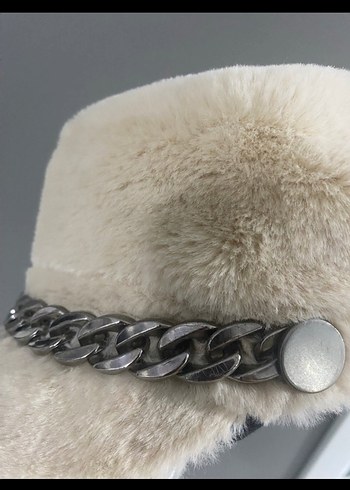 Kürk Detaylı krem Yün Kadın Şapka - Görsel 7