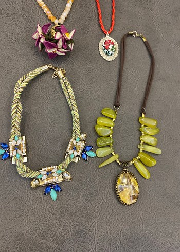 Renkli Boncuklu, taşlı çeşitli kolyeler - Görsel 10