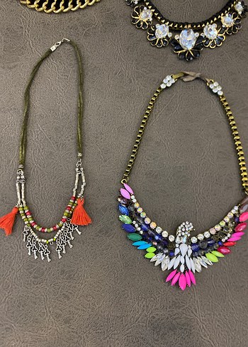 Renkli Boncuklu, taşlı çeşitli kolyeler - Görsel 11