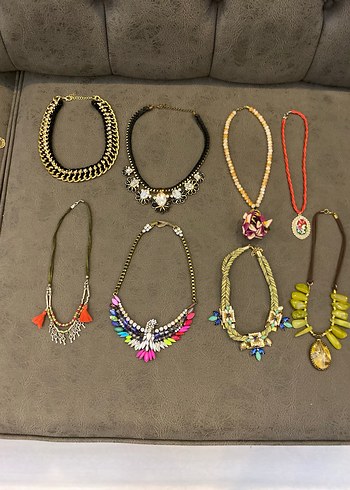 Renkli Boncuklu, taşlı çeşitli kolyeler - Görsel 4