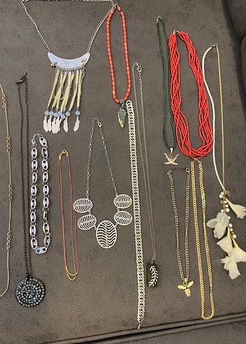 Renkli Boncuklu, taşlı çeşitli kolyeler - Görsel 7