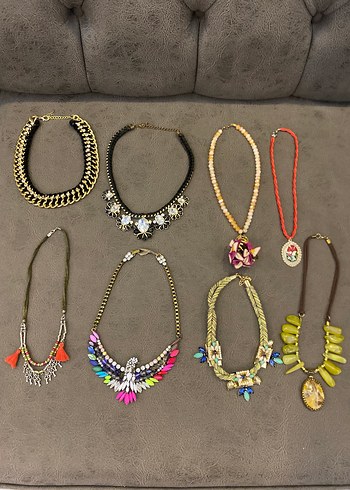 Renkli Boncuklu, taşlı çeşitli kolyeler - Görsel 5