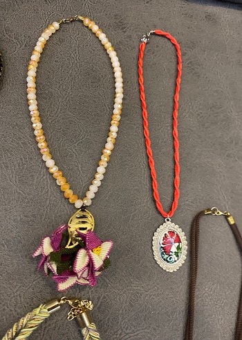 Renkli Boncuklu, taşlı çeşitli kolyeler - Görsel 9