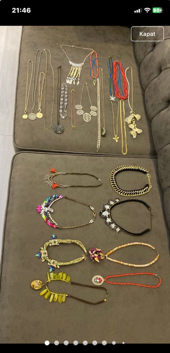 Renkli Boncuklu, taşlı çeşitli kolyeler - Görsel 2