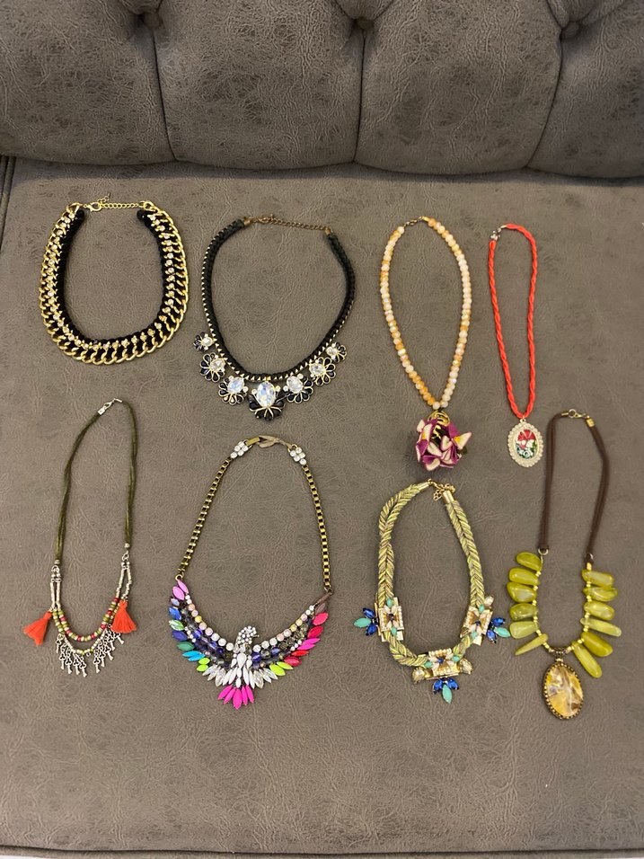 Renkli Boncuklu, taşlı çeşitli kolyeler - Görsel 5