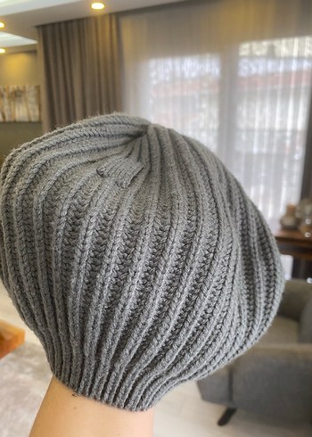 Gri Kadın Triko Bere - Görsel 6