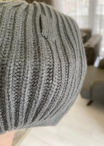 Gri Kadın Triko Bere - Görsel 5