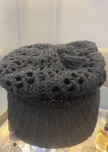 Siyah Örgü Kadın Şapka - Görsel 3