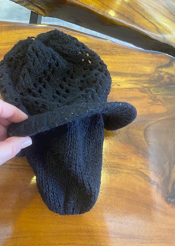 Siyah Örgü Kadın Şapka - Görsel 4