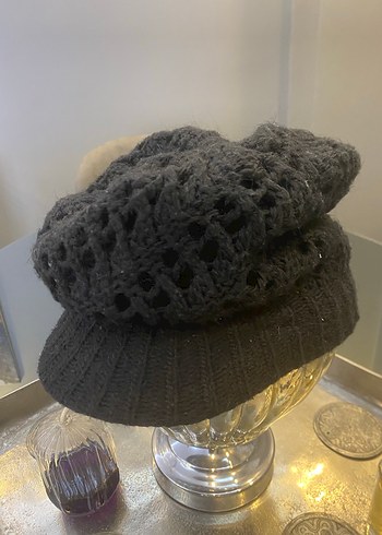 Siyah Örgü Kadın Şapka - Görsel 2