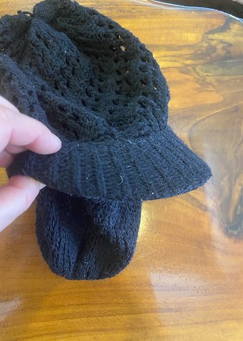 Siyah Örgü Kadın Şapka - Görsel 5