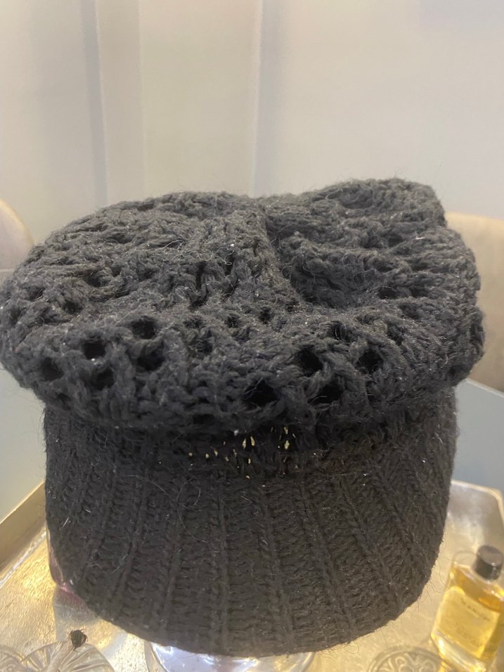 Siyah Örgü Kadın Şapka - Görsel 3