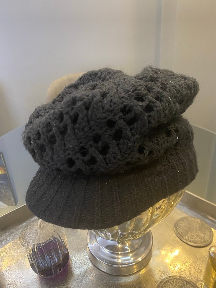 Siyah Örgü Kadın Şapka - Görsel 2