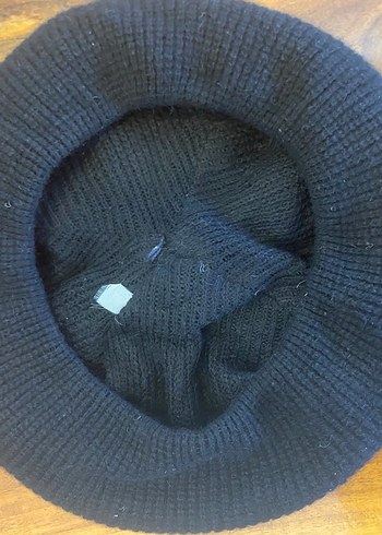 Siyah Kadın Yün Örgü şapka - Görsel 2