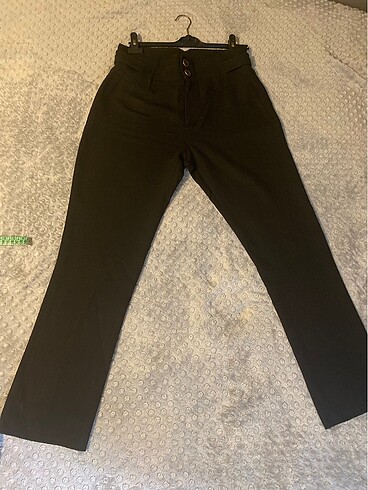 xl Beden Siyah kalın esnek kumaş pantolon 42
