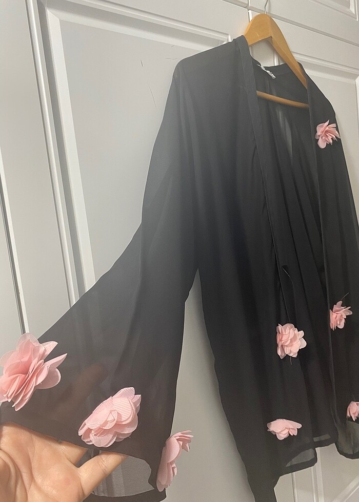 Siyah pembe güllü tül pareo 2-3 xl - Görsel 2