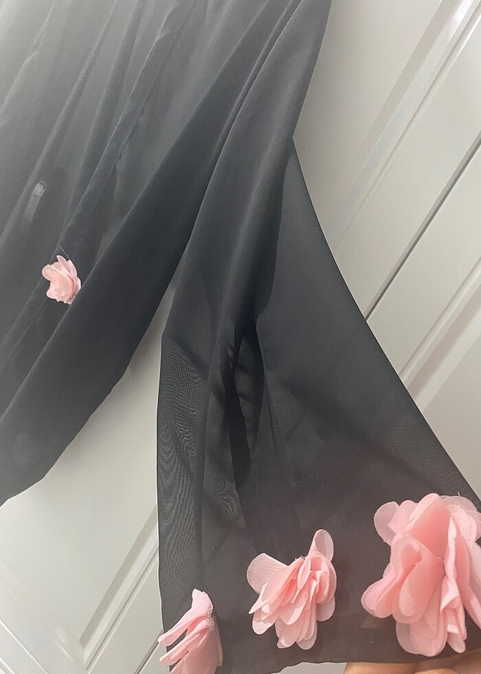 Siyah pembe güllü tül pareo 2-3 xl - Görsel 3