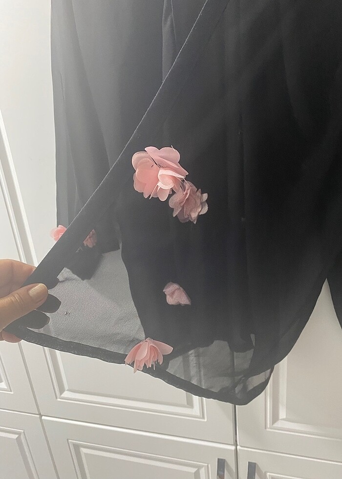 Siyah pembe güllü tül pareo 2-3 xl - Görsel 5