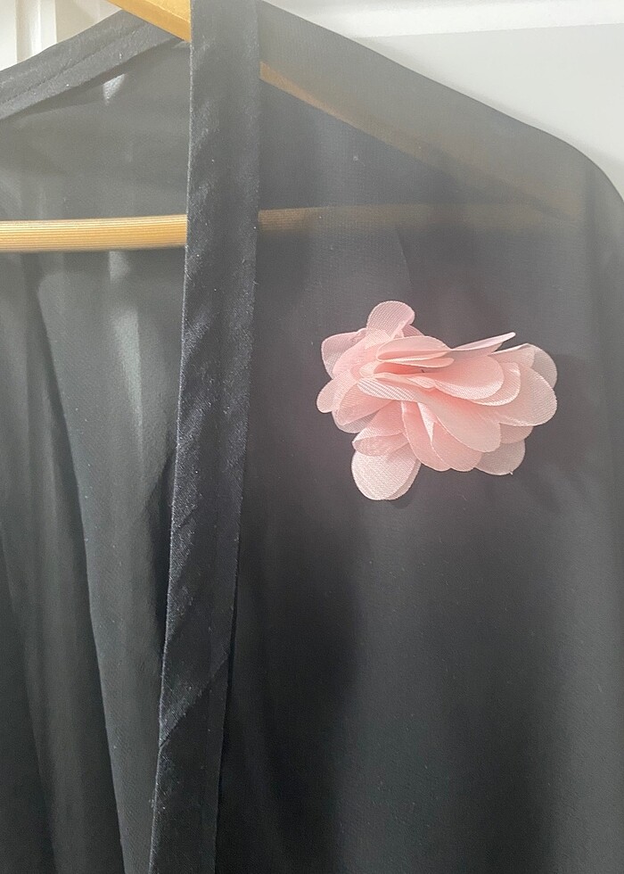 Siyah pembe güllü tül pareo 2-3 xl - Görsel 4