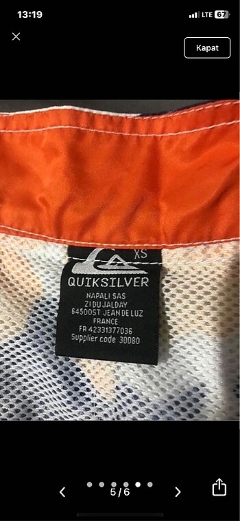 Quik silver deniz şortu xs - Görsel 5