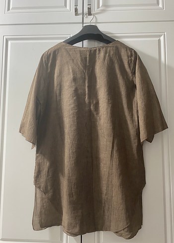 xl Beden kahverengi Renk Bohem Keten bol Tunik Midi L-XL