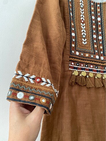 xs Beden camel Renk Etnik elbise