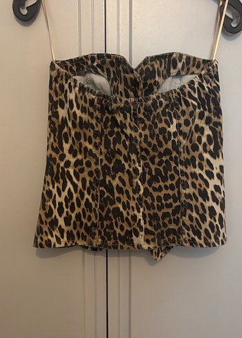 Mango Leopar Desenli Straplez Mini Büstiyer - Görsel 10